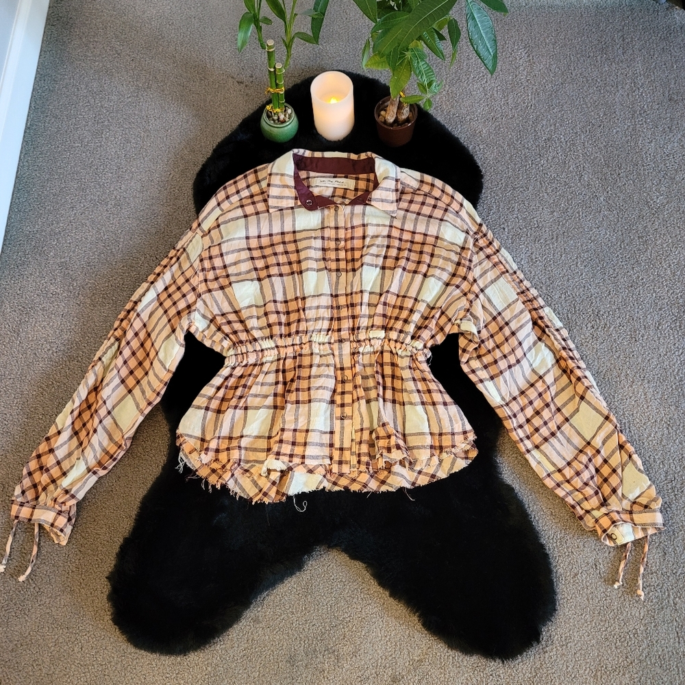 NWT Free People Peach Flannel Cinch Top